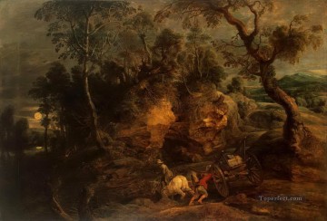 Pedro Pablo Rubens Painting - paisaje con portadores de piedra Peter Paul Rubens